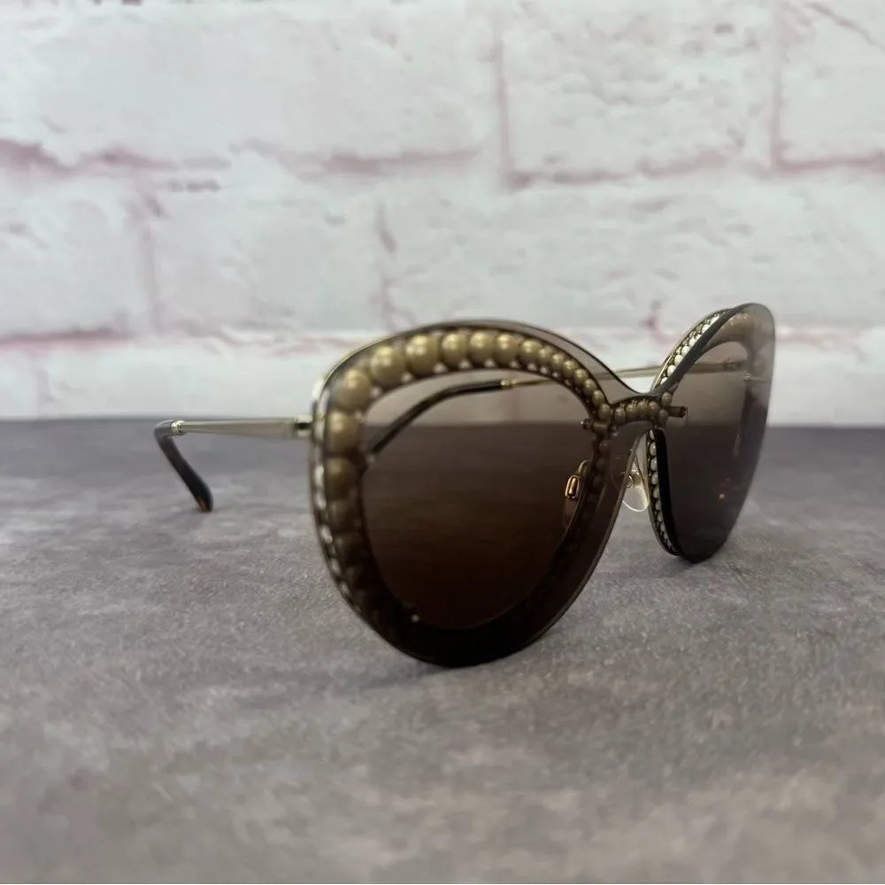 Chanel Acetate Metal Pearl Butterfly Sunglasses 4236-H Brown - Picture 8 of 16